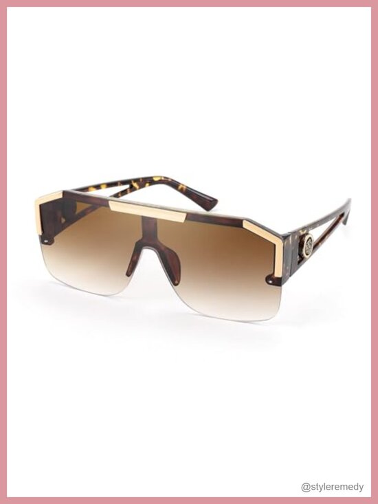 Square Oversized Shield Sunglasses Flat Top One Piece Lens UV400 main image 5